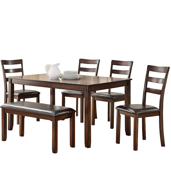 Stahr Rubberwood 6 Piece Solid Wood Dining Set by Millwood Pines Millwood Pines