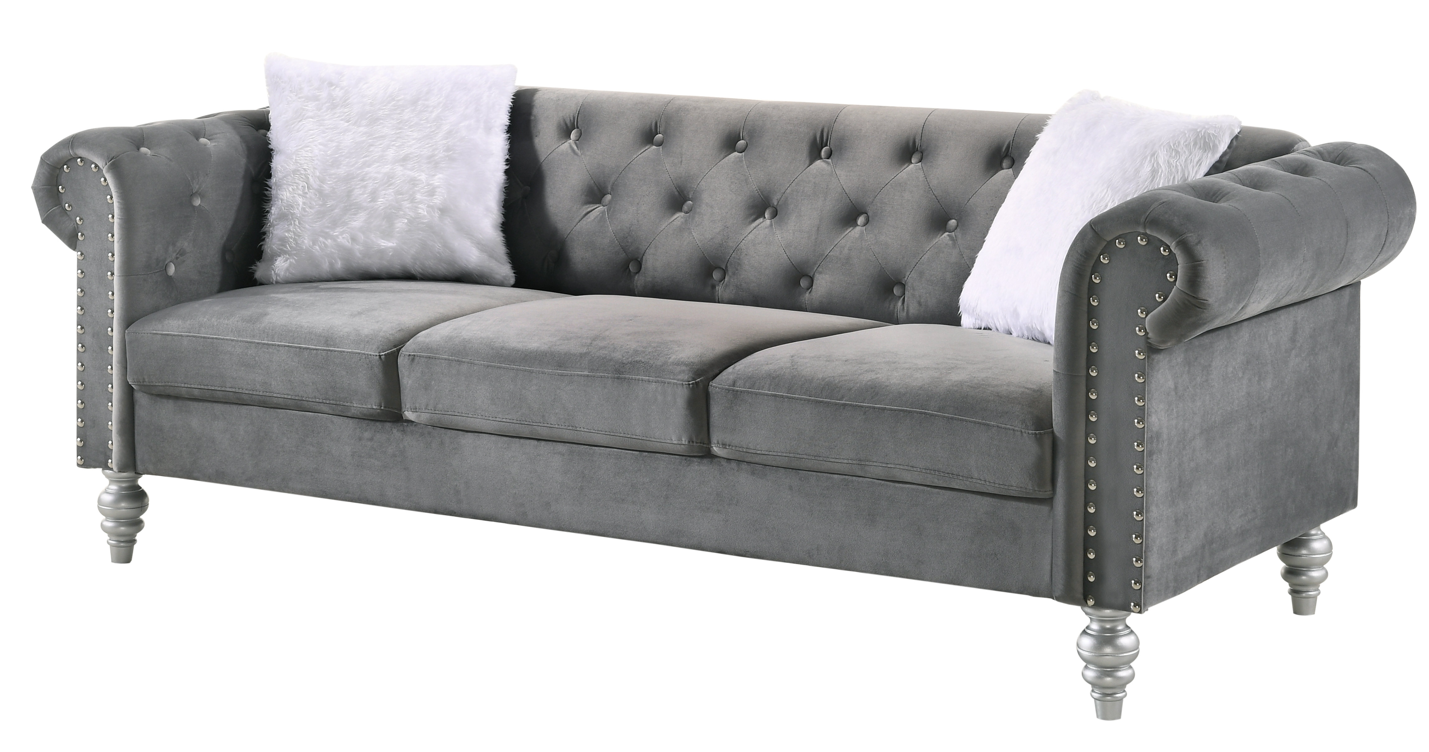 Rosdorf Park Adam Velvet Chesterfield 83 Rolled Arm Sofa Rosdorf Park Adam Velvet Chesterfield