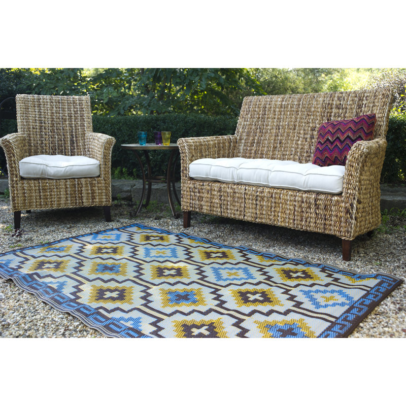Loon Peak Patterson Royal Blue/Chocolate Brown Indoor/Outdoor Area Rug