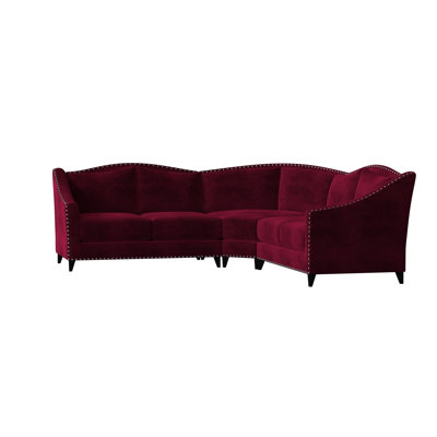 Carolina 111 Wide Symmetrical Corner Sectional Poshbin Body Fabric Velvet Burgundy Leg Color Natural Nailhead Detail Silver Carolina 111 Wide Symmetrical Corner Sectional Poshbin Body Fabric Velvet Burgundy Leg Color Natural Nailhead Detail Silver