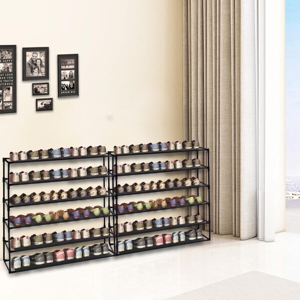 Rebrilliant 6 Tier Steel 60 Pair Shoe Rack Reviews Wayfair