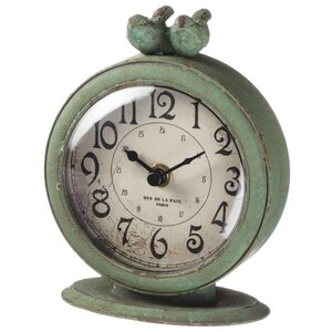 Antiqued Birds Tabletop Clock