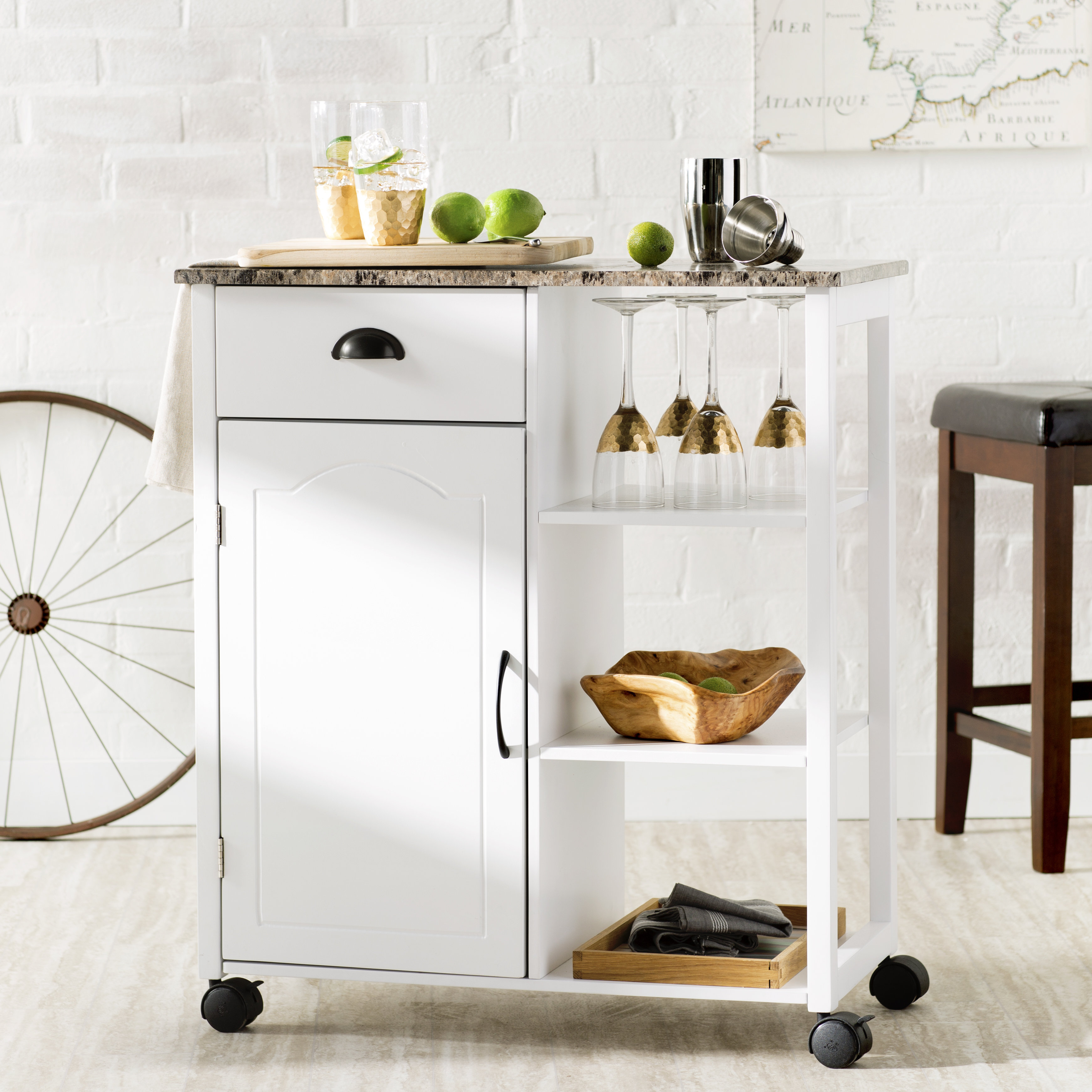 Andover Mills Tillie Kitchen Cart With Marble Top Reviews Wayfair