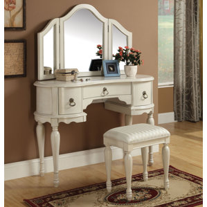 Makeup Vanity Set with Mirror by Infini Furnishings