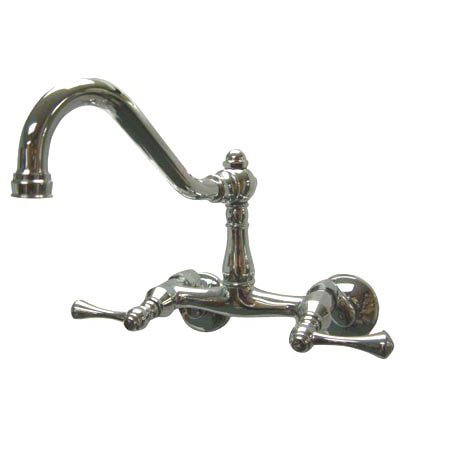 Double Handle Wall Mount Bridge Faucet with Buckingham Lever Handles