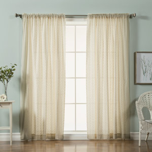 Mini Nature/Floral Semi-Sheer rod Pocket Curtain Panels (Set of 2)