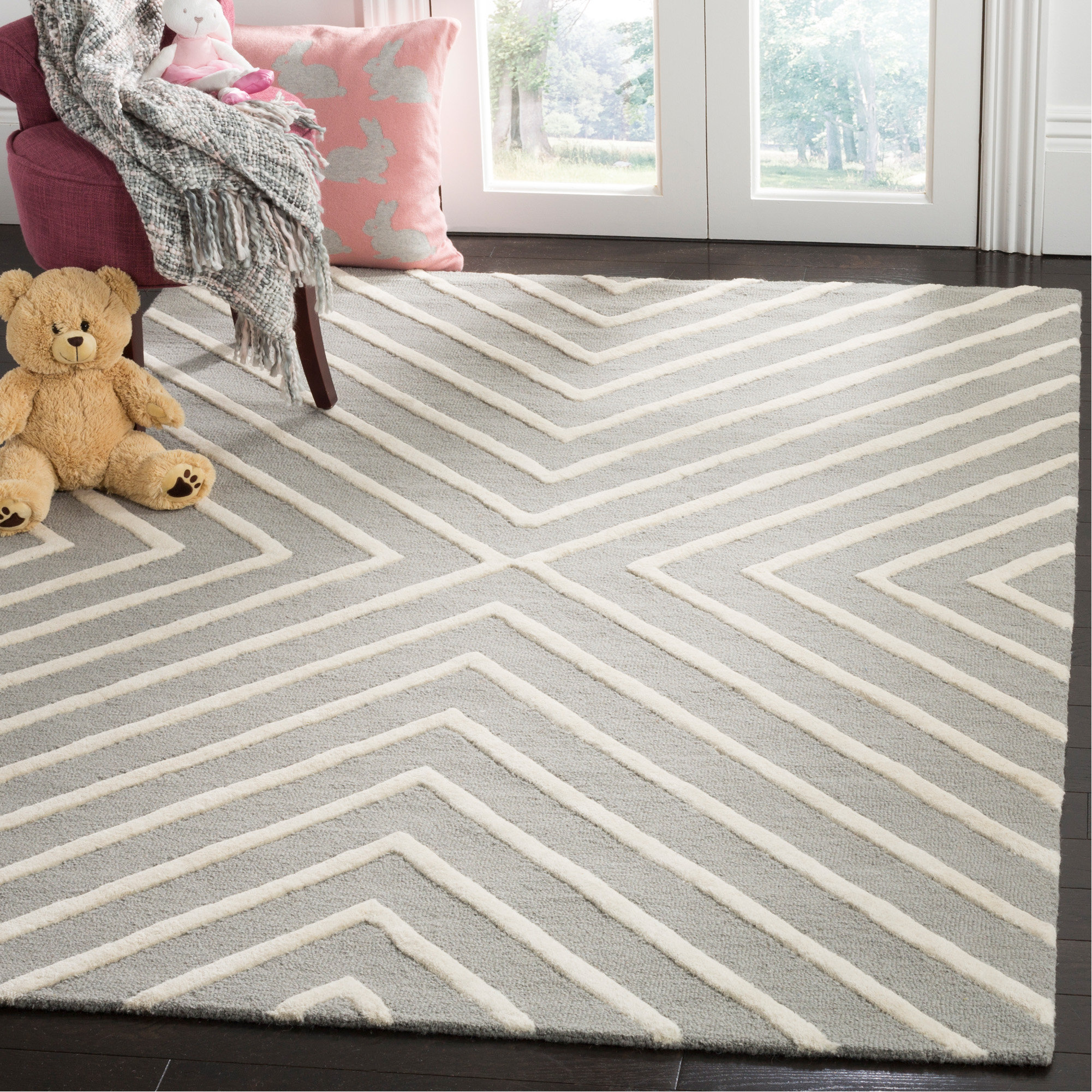 Alta Geometric Handmade Tufted Wool Gray Ivory Area Rug Reviews Tufted Wool Gray Ivory Area Rug
