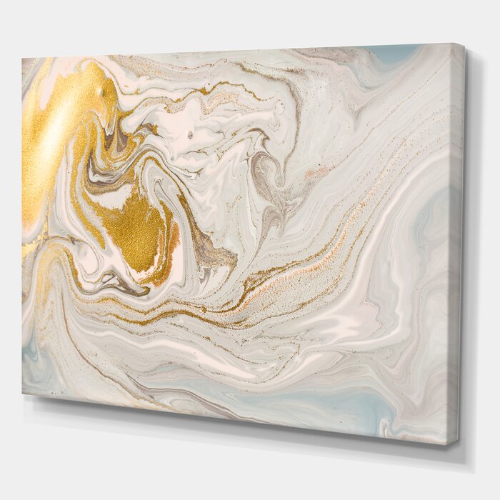 East Urban Home Pastel and Gold Glitter Marble - Painting Print on ...