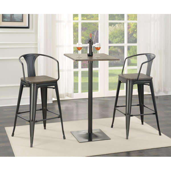 Morena 3 Piece Bar Height Solid Wood Dining Set by Williston Forge Williston Forge