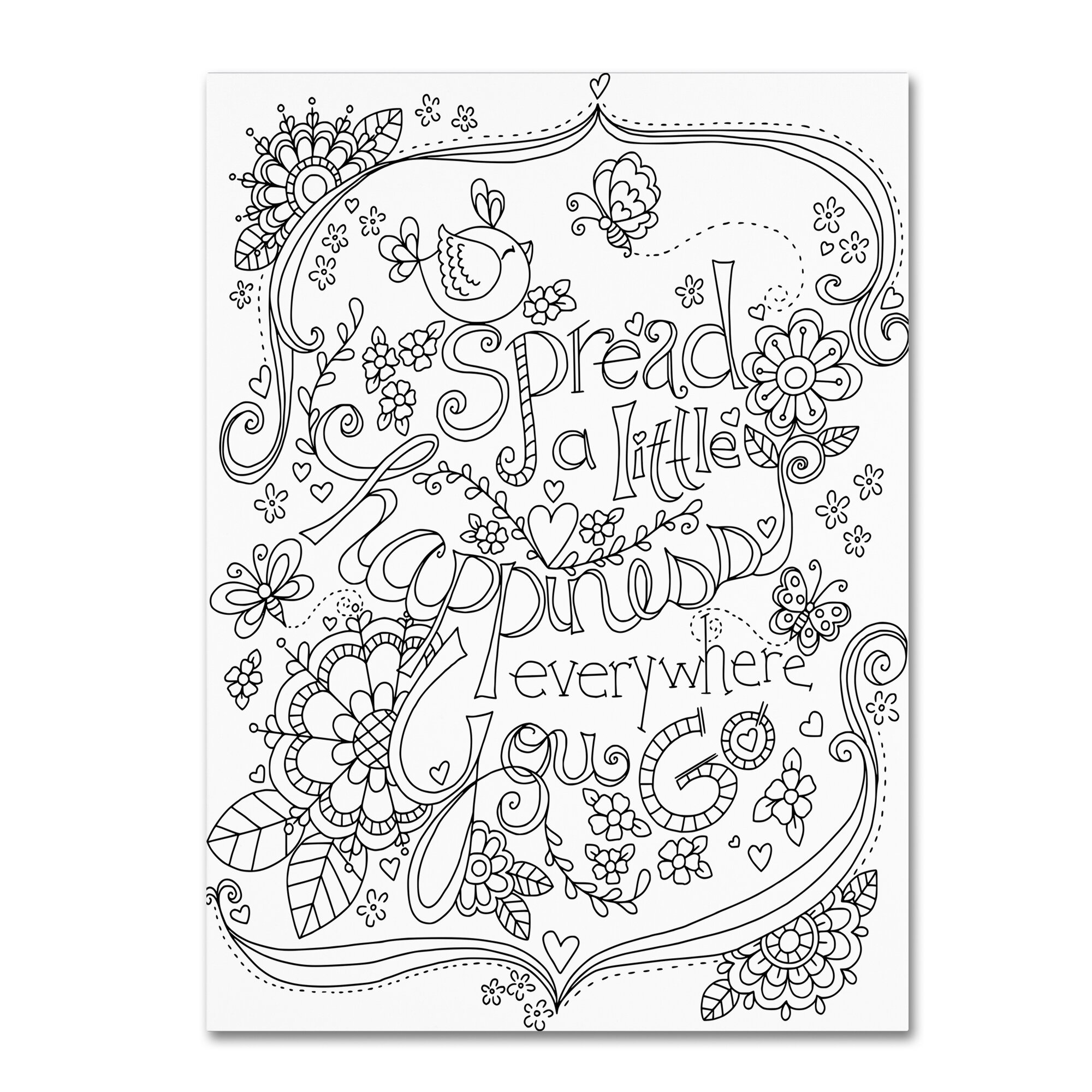 Trademark Art Spread Happiness Coloring Page Graphic Art On Wrapped Canvas Wayfair