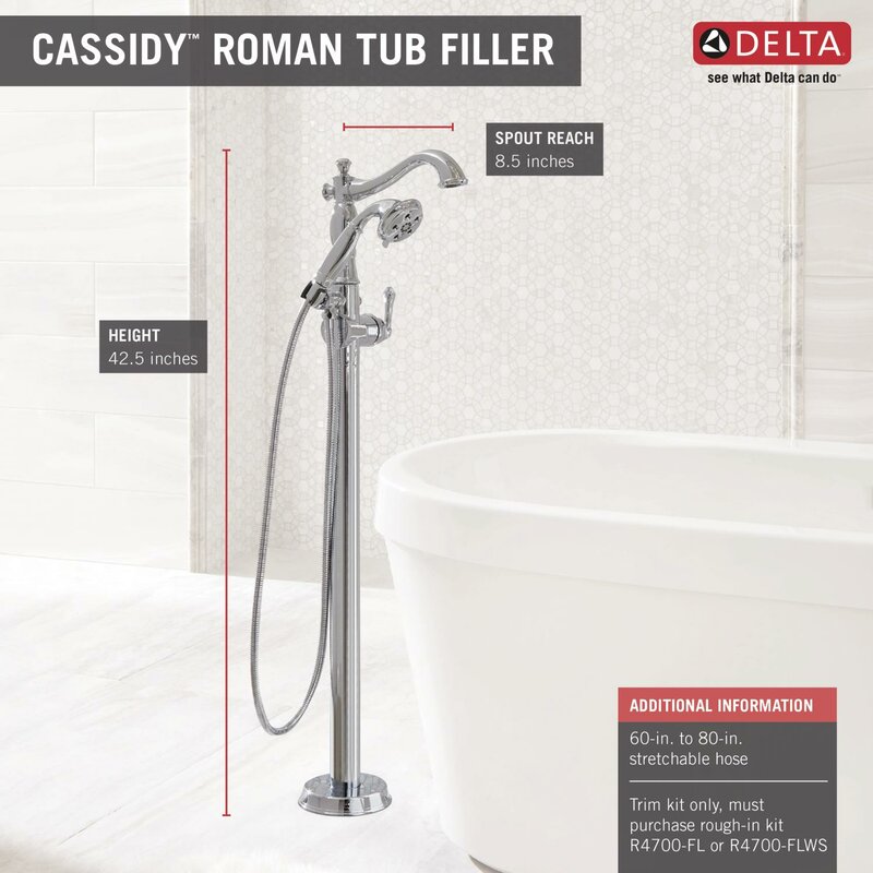 Delta Cassidy Floor Mount Tub Filler Reviews Wayfair   Cassidy Floor Mount Tub Filler 