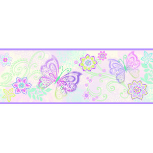 Borders by Chesapeake Fantasia Boho Butterflies 15' x 6.5'' Floral Border Wallpaper