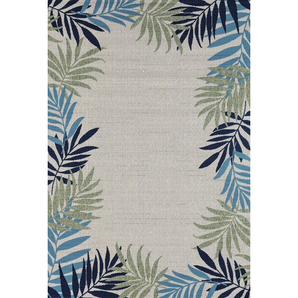 Springcreek Beautiful Tropical Palm Leaves Green/Blue Indoor/Outdoor Area Rug by Bay Isle Home