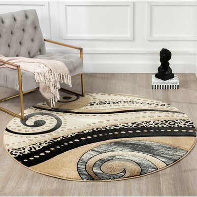 Nekizia Collection Abstract Swirl Area Rug-RD06 Wrought Studio™ Rug Size: Round 5'