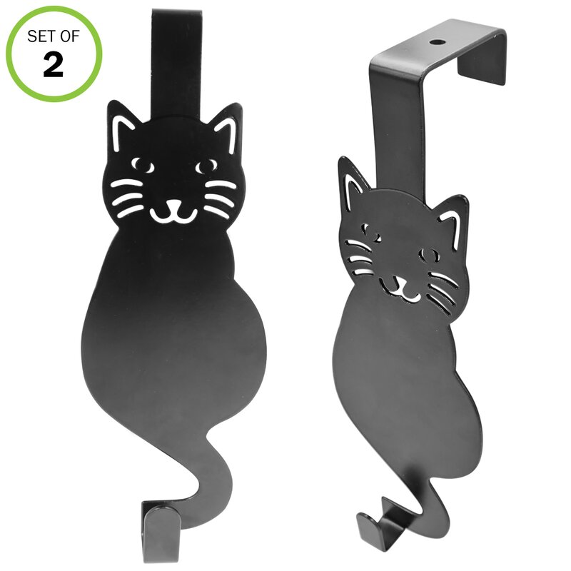 Black Over-The-Door Hook Set of 2 YAMAZAKI home CAT Over-The
