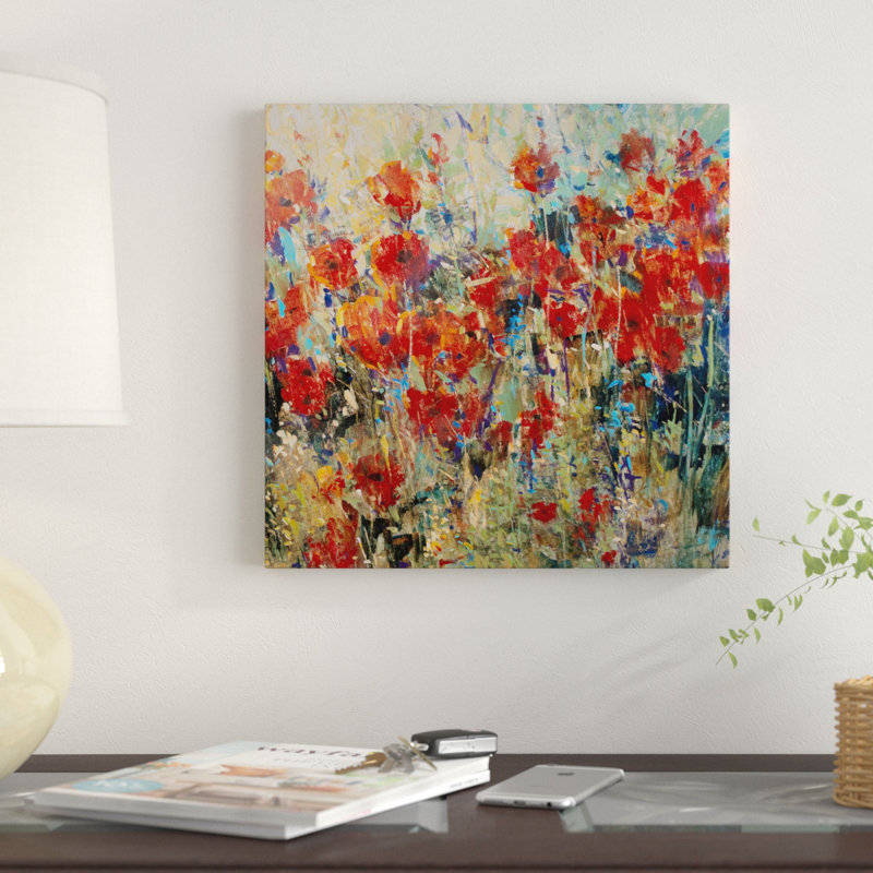 Winston Porter Red Poppy Field Ii Acrylic Painting Print On Wrapped Canvas Wayfair