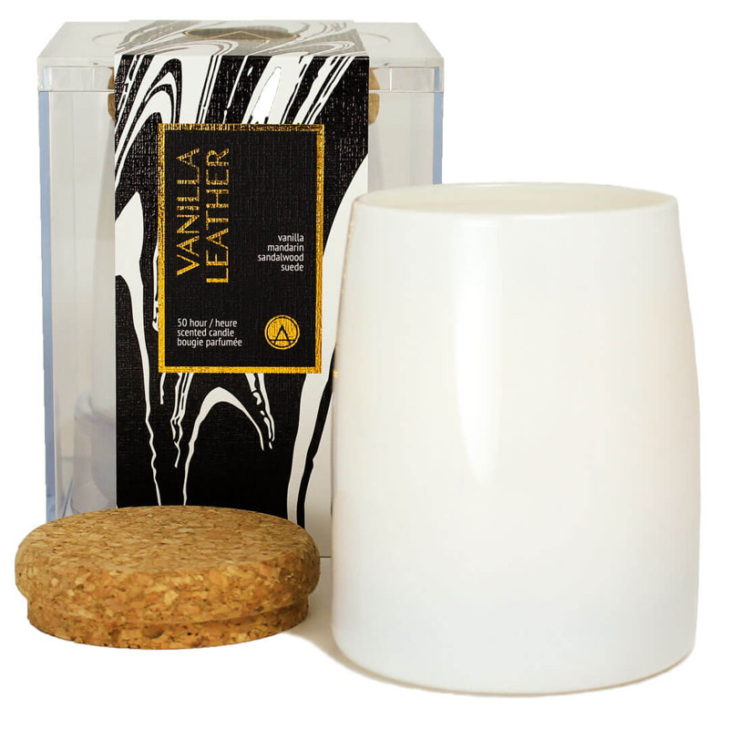 Vanilla Leather and Orange Scented Jar Candle