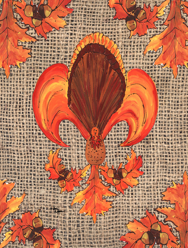 Give Thanks Turkey Burlap House Flag Thanksgiving 28/" x 40/" Briarwood Lane