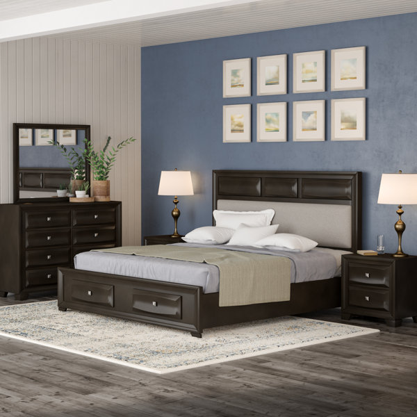 Winston Porter Oakland Antique Grey Finish Wood Bedroom Set With Queen Bed Dresser Mirror Nightstand Reviews Wayfair Ca