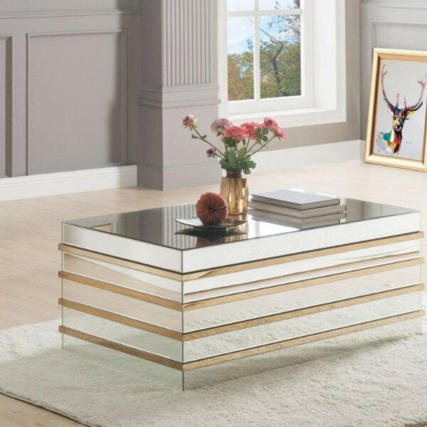 Rillie Modern Rectangular Metal And Mirror Coffee Table By Everly Quinn