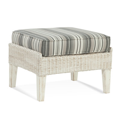 Havana 25 Wide Rectangle Standard Ottoman Braxton Culler Fabric Color BlueGrayBeige Stripe Frame Finish Honey