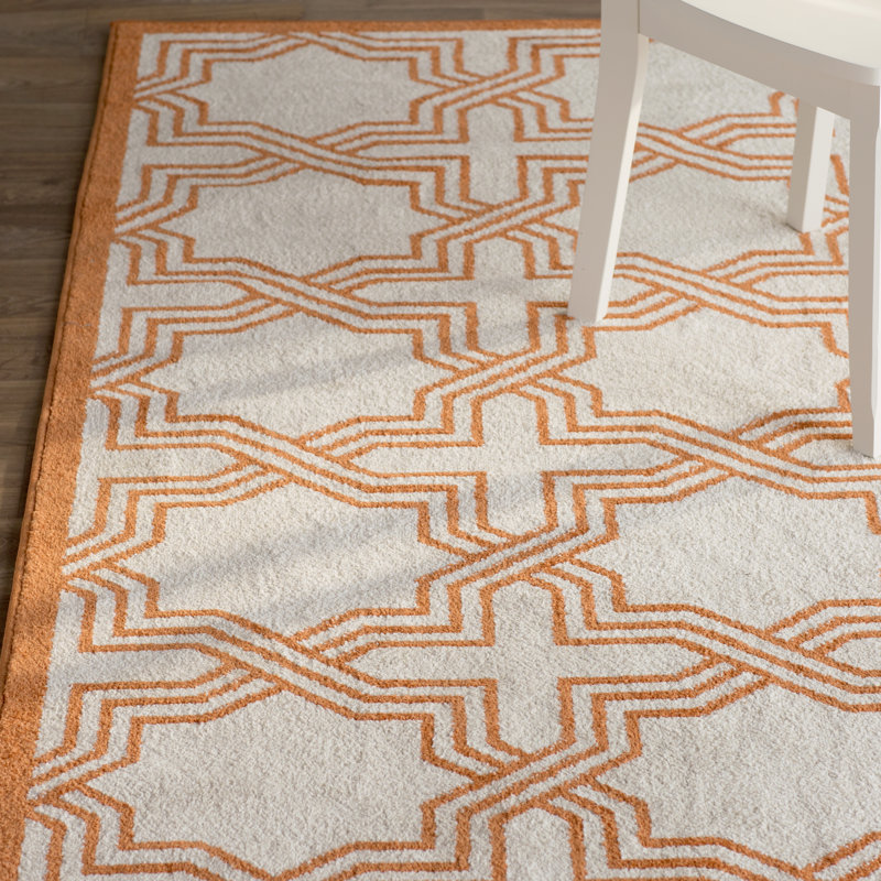 Beachcrest Home Mcarthur Polyproplyene Geometric Ivory Orange Indoor Outdoor Area Rug Reviews Wayfair