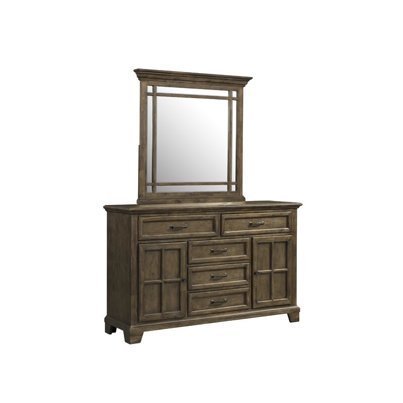 Gracie Oaks Charleston 5 Drawer Combo Dresser With Mirror Wayfair