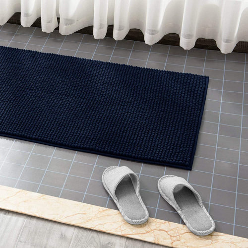 Luxury Chenille Super Soft Absorbent Microfiber Rectangle Bath Mat Brayden Studio Size: 1.5cm H x 50cm W x 80cm D, Colour: Navy