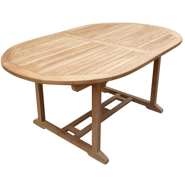 Cossette Oval Extendable Teak Dining Table by Highland Dunes