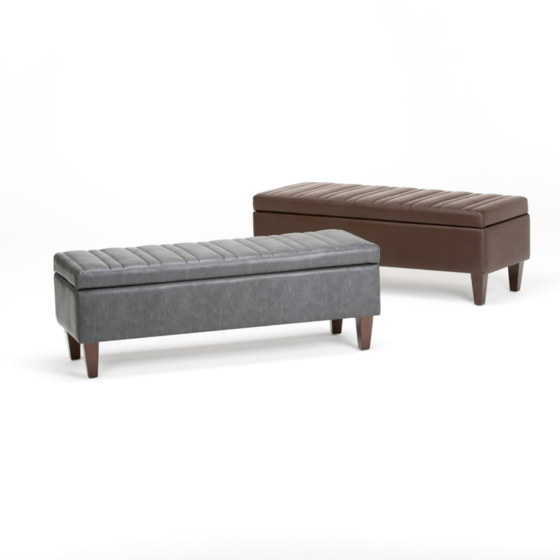 Millwood Pines Laforce Faux Leather Storage Bench Reviews Wayfair Laforce Faux Leather Storage Bench