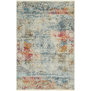 2 5 X 4 Rugs Wayfair Lonerock Cream Blue Area Rug