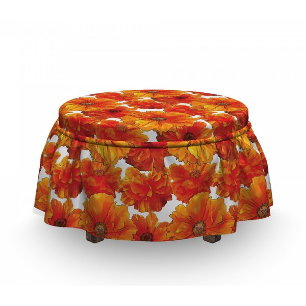 Hand Paint Blossoms Ottoman Slipcover (Set Of 2) By East Urban Home
