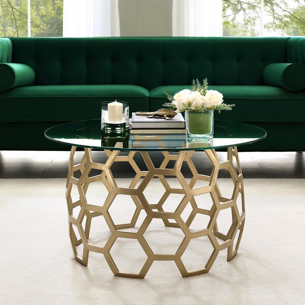 Jaxton Geometric Iron Base Coffee Table By Everly Quinn
