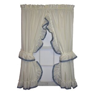 Howell Banded Edge Ruffled Priscilla Semi Sheer Rod Pocket Curtain Panels Set Of 2
