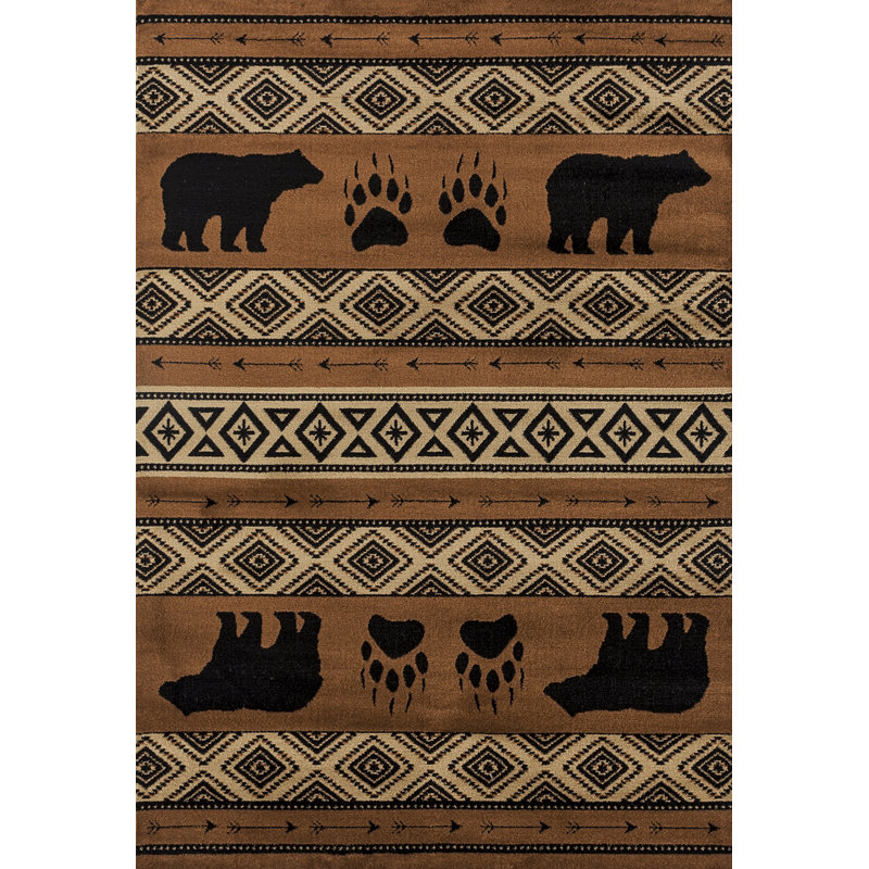 Loon Peak Pippen Bear Imprint Brown Beige Black Area Rug Reviews