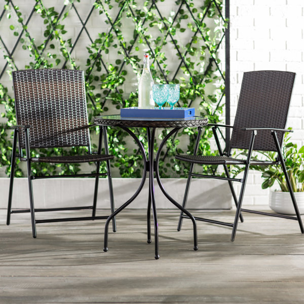 New Gretchen Patio Wicker 3 Piece Bistro Set By Three Posts Wonderful