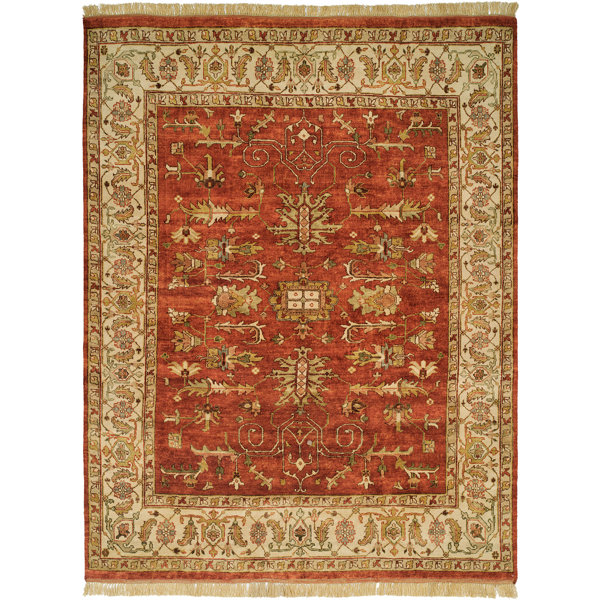 Moresby Hand-Knotted Red/Ivory Area Rug by Wildon Home ®