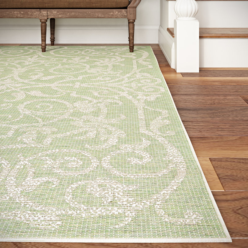One Allium Way Arnegard Ivory/Light Green Indoor/Outdoor Area Rug