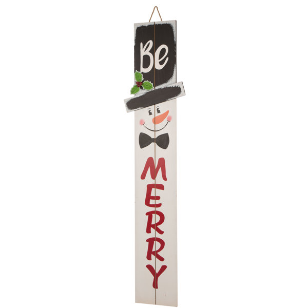The Holiday Aisle Christmas Wooden Snowman Porch Merry Wall Decor