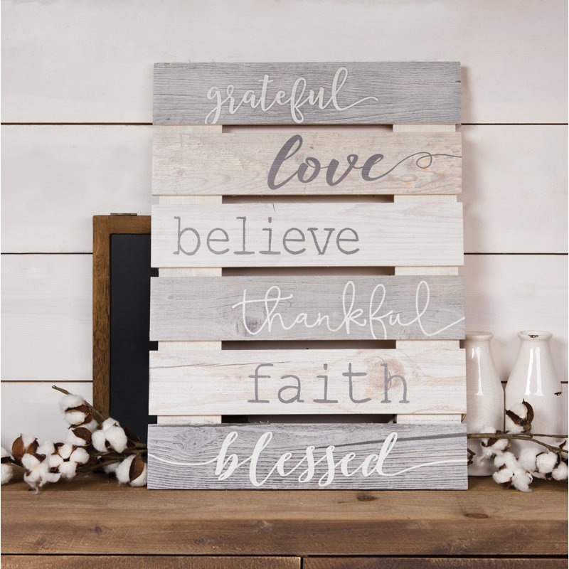 Skid Sign Grateful Love Believe Thankful Faith Blessed Wall Decor