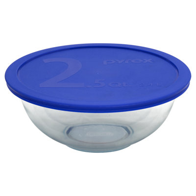 A Pyrex Smart Essentials glass mixing bowl photographed for a US home retailer listing