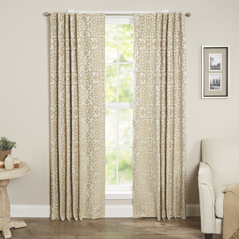Vue Signature Lyric Damask SemiSheer Rod Pocket Single Curtain Panel