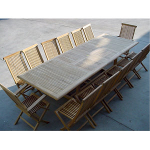 Valencia 15 Piece Double Extension Table Set and Classic Armchair and Chair