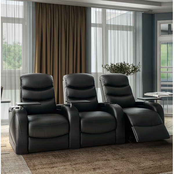 Leather Home Theater Sofa By Orren Ellis