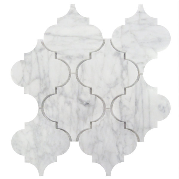 Arabesque 5 x 6 Marble Mosaic Tile in Carrara White by Luxsurface