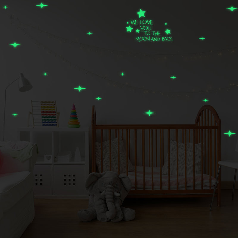 Zoomie Kids Greeley Letters Stars Glowing Wall Decal Wayfair