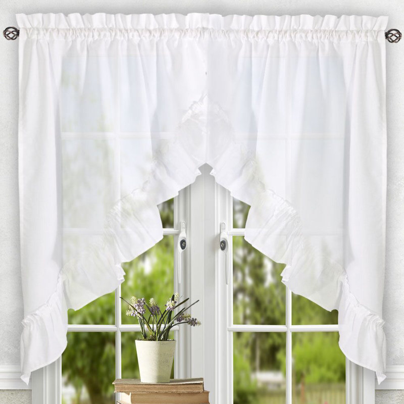 August Grove Ellis 60 Ruffled Swag Curtain Valance Reviews