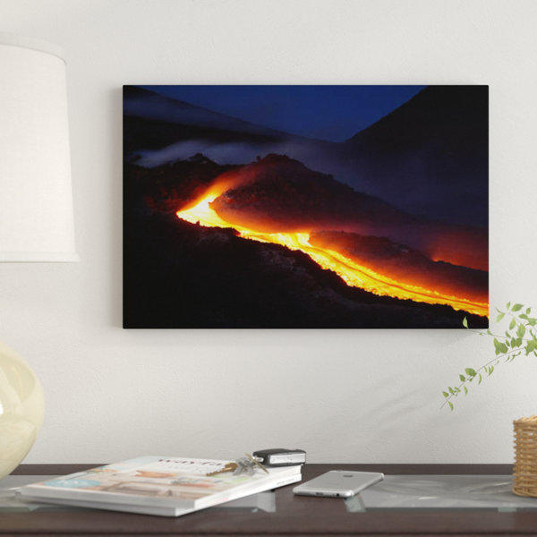 East Urban Home Mount Etna Lava Flow At Night Sicily Italy By