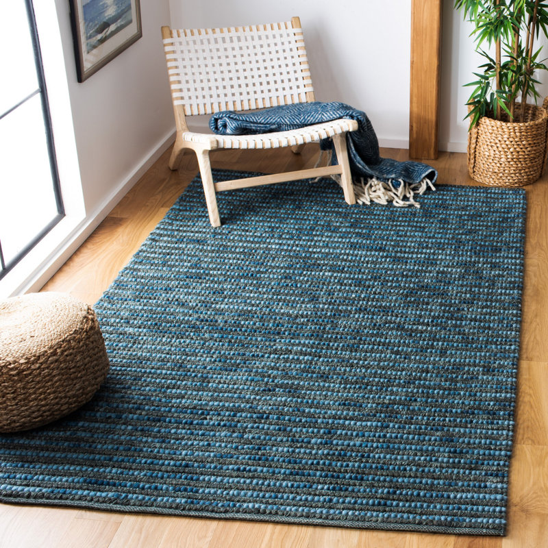Makhi Striped Hand Knotted Wool Dark Blue Area Rug Reviews Hand Knotted Wool Dark Blue Area Rug