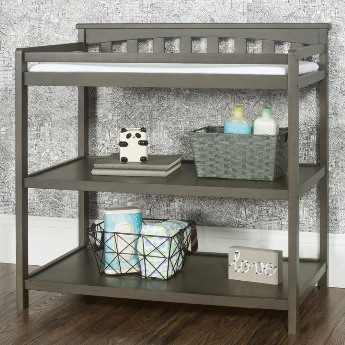 changing table with shelves